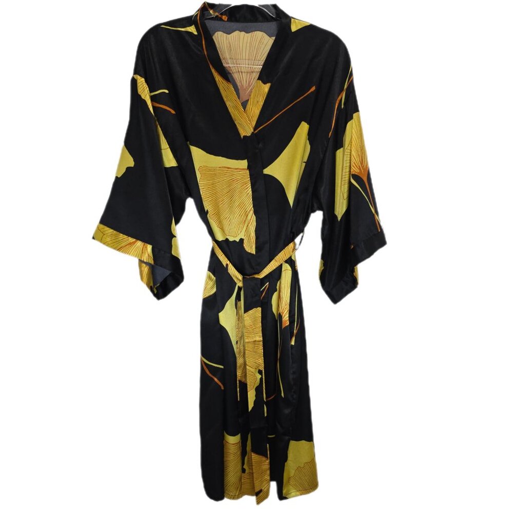 1361 Eberjey 3/4 Sleeve Satin Kimono Style Print Robe Sz.XL Womens